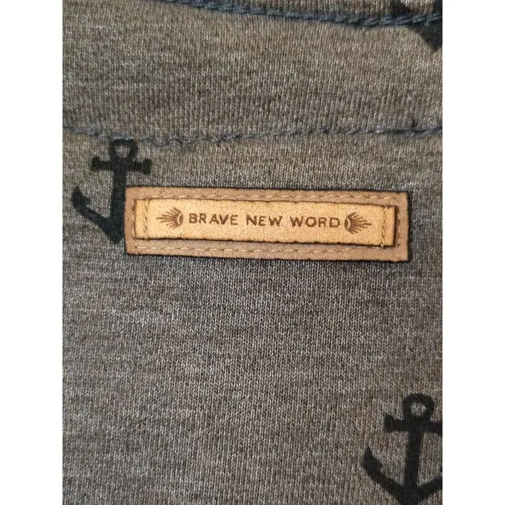 Naketano Anchor Print Sweatshirt Mens M Brown Crewneck Pullover Streetwear